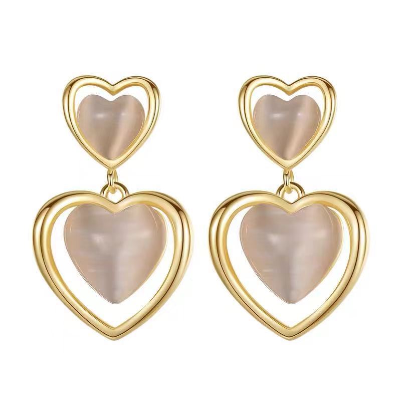 Cat's eye stone ear studs ~ Light luxury, versatile and high-end earrings, women's Instagram niche design sense, fashionable and retro earrings Item Picture