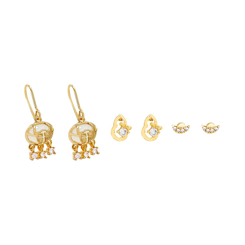 New Chinese-style peace lock tassel ear pendants for women, with a light luxury and high-end feel, unique and niche style, are a bestseller in 2025 Item Picture
