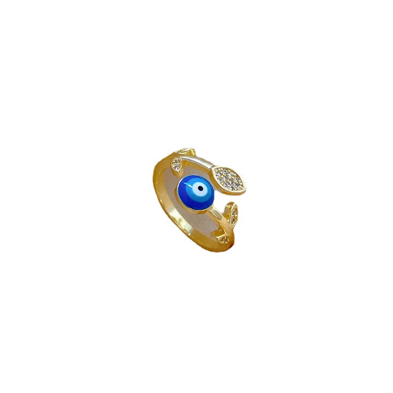 【 Real gold electroplating 】 Leaf-eye zircon fashionable slightly inlaid light luxury ring index finger ring, the same style as the Internet celebrity, cold style Item Picture