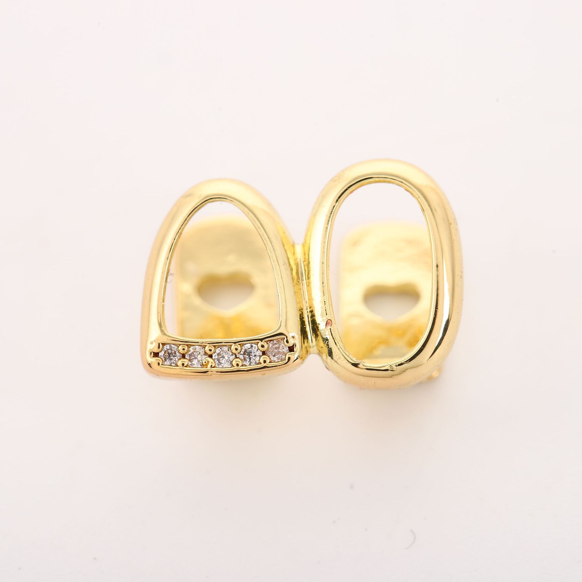 Cross-border European and American hip-hop bestsellers, Zircon micro-inlaid dental crowns teethgrillz hip-hop double teeth gold-plated teeth Item Picture