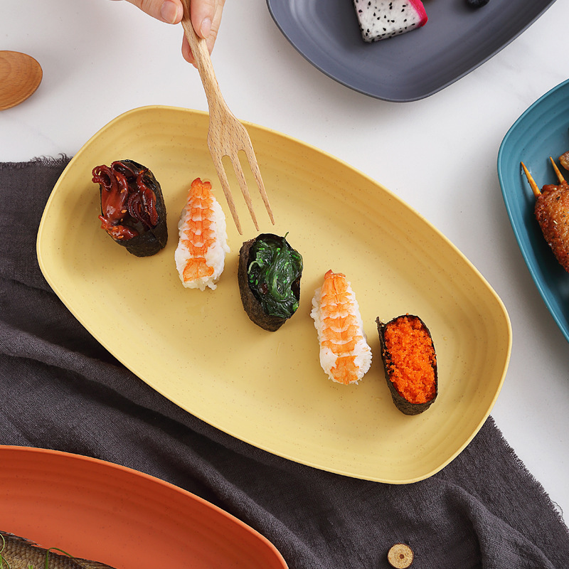 Home-use rectangular plastic steamed fish plates, hot pot side plates, breakfast pasta, salad, dumpling plates, barbecue skewer plates Specification drawing