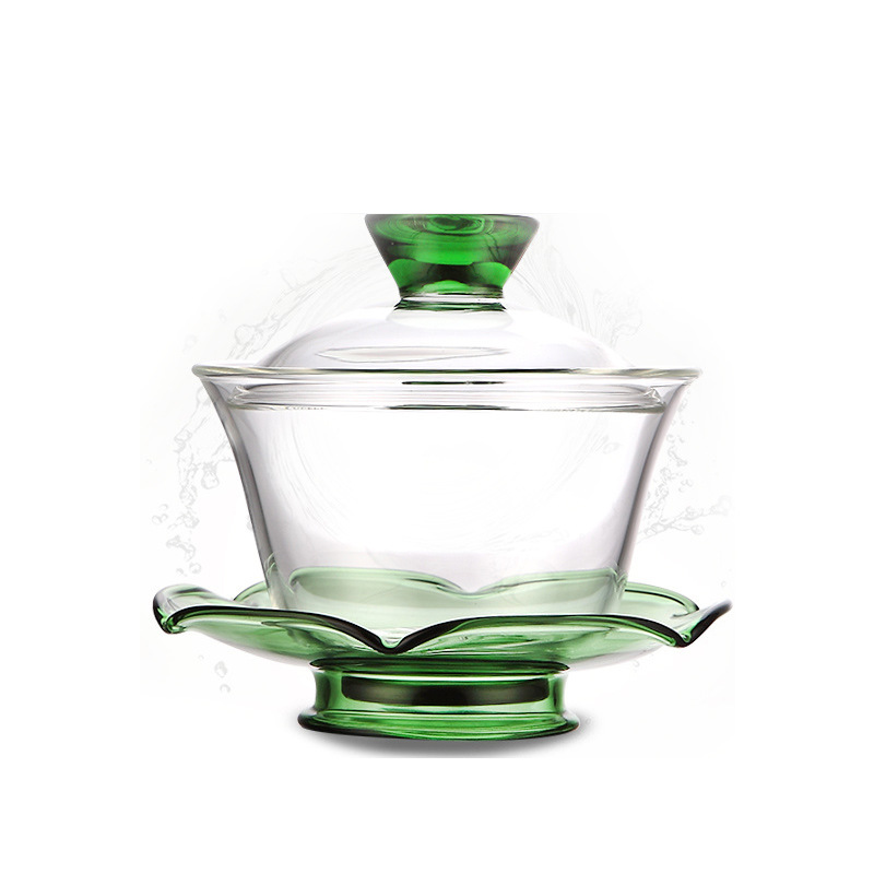 High borosilicate glass covered bowl, three-sided bowl, tea cup, large tea brewing bowl, high-temperature resistant thickened Gongfu tea set, tea bowl wholesale Item Picture