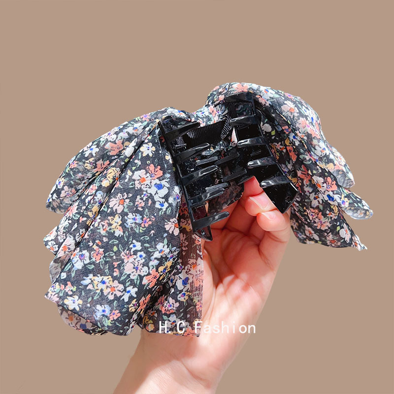 Korean sweet floral large bow clip for women, elegant and stylish ponytail clip, versatile hairpin for the back of the head Specification drawing