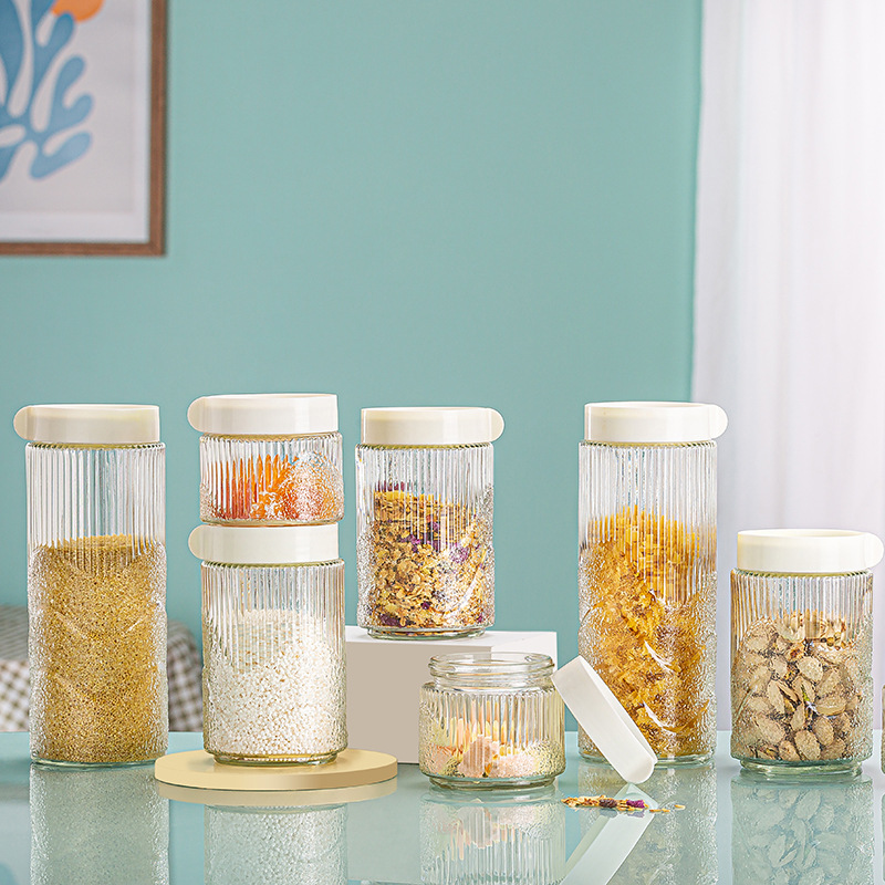 New kitchen snack storage glass jar, fruit gift sealed storage box, food moisture-proof set sealed jar details Picture