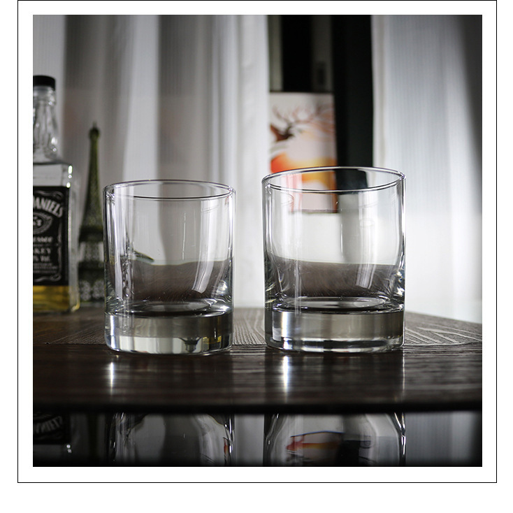 Straight heat-resistant thick-bottled glass cup, Nordic-style whisky multi-functional tea cup, cold drink milk breakfast round cup Specification drawing