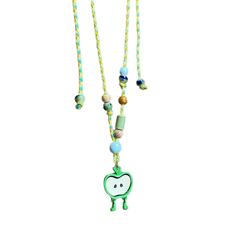 Cute and fun apple pendant necklace for women, unique, simple and versatile, fashionable and trendy neckchain, collarbone chain Item Picture