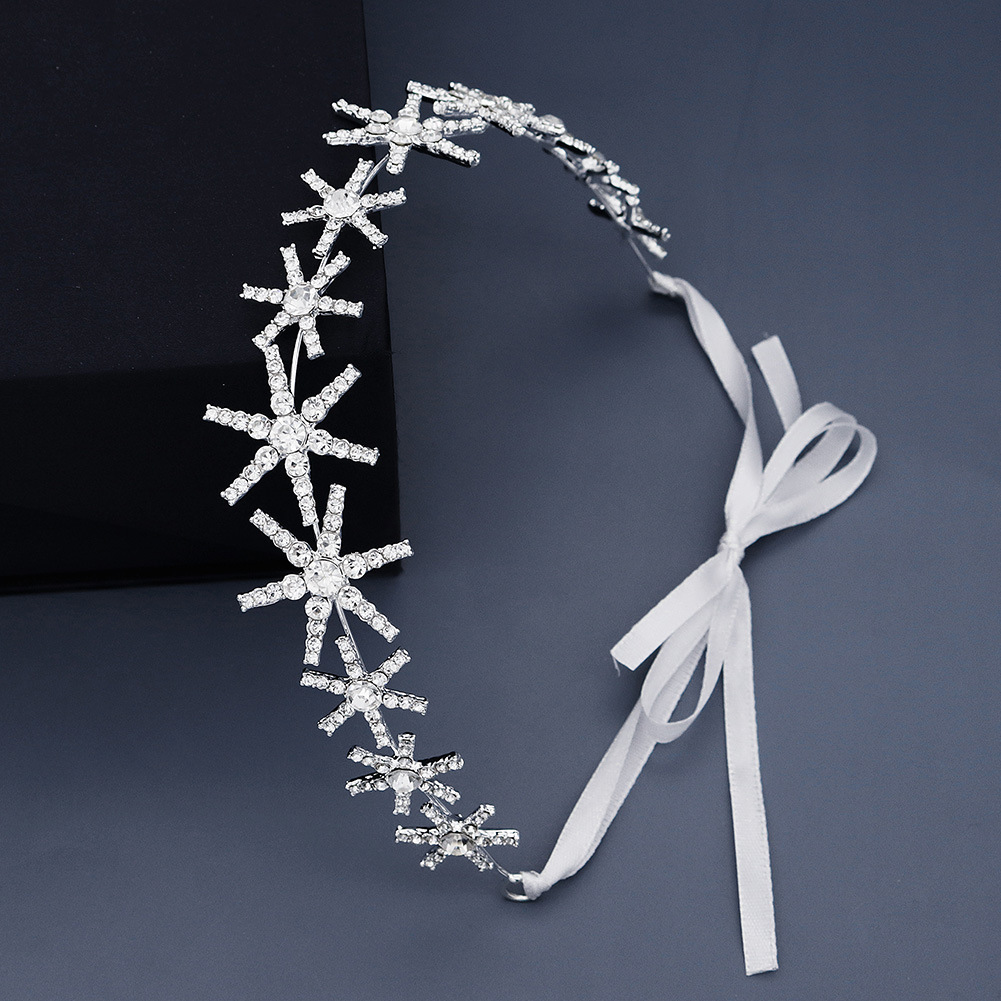 Korean daily headwear: Simple star-shaped ribbons, full diamond headbands, ins light luxury, internet-famous water diamond headbands, bridesmaid hair accessories full figure