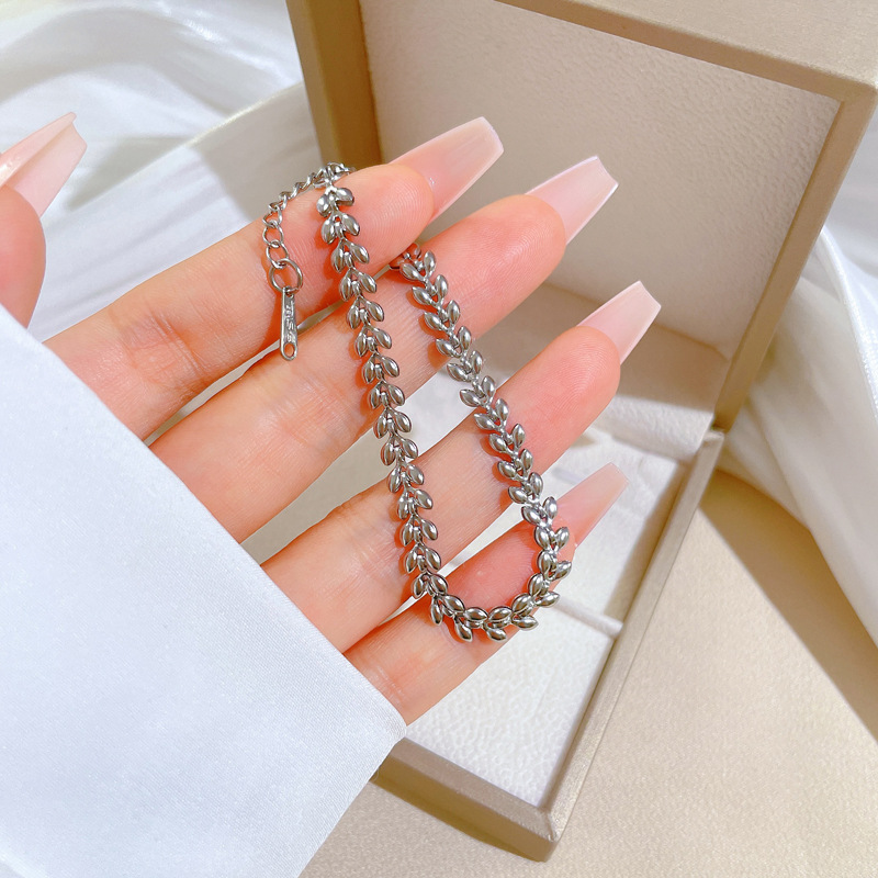 【 All-titanium Steel 】 Dongdaemun minimalist style wheat ear personalized chain bracelet, retro best friend of a female Internet celebrity Application Scenario