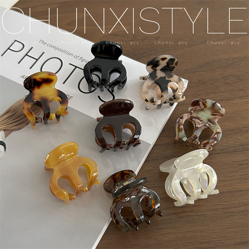 High ponytail acetate small clip fixing wonder, simple anti-sagging hairpin, girlish and high-end hair clip at the back of the head details Picture