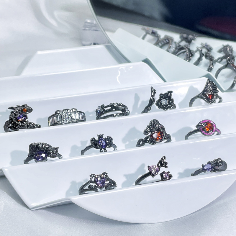 Dark European and American punk personality open ring, a niche cold style hip-hop trend, versatile and fashionable accessory ring Specification drawing