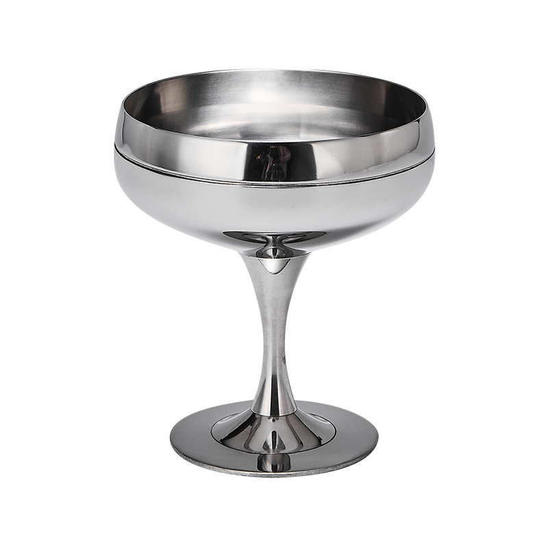 Foreign trade cross-border 304 stainless steel wine glasses, tall glasses, creative gold-edge glasses, Martini glasses, pastry bowls, ice cream glasses Item Picture