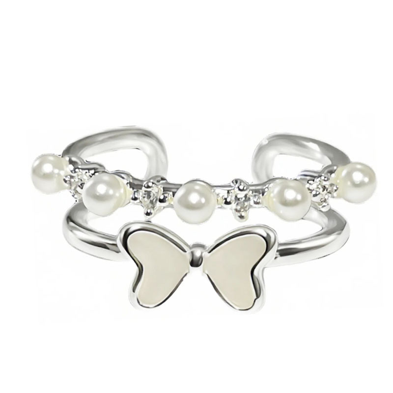 Sweet and elegant, gradient glazed butterfly flower open ring, a unique and fashionable design for women, versatile ring Item Picture
