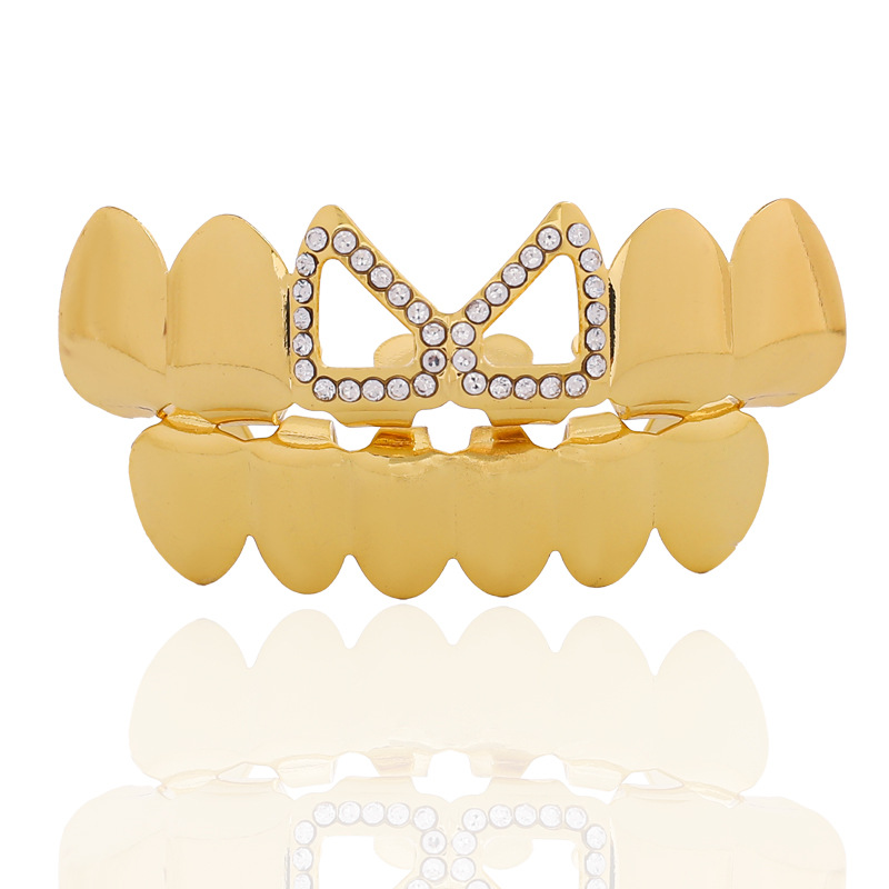 2025 New hip-hop two-hole tooth drill Halloween stage HIPHOP nightclub Trendy denture prop full figure