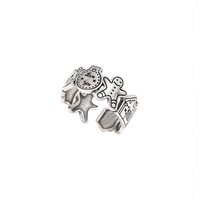 Korean cartoon character ring, women's InS-style niche design sense index finger ring, fashionable and individual minimalist plain ring ring Item Picture