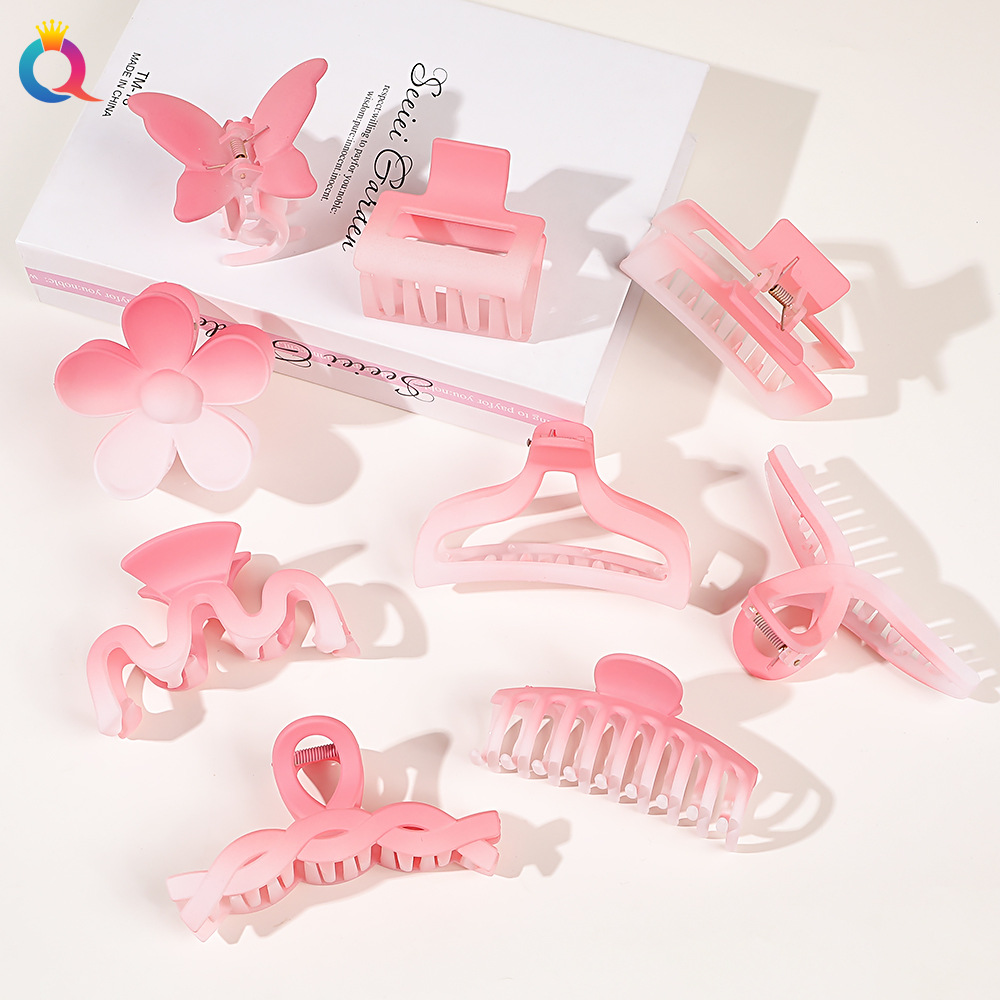 Qiyue Cross-border Gradient Hair Clip, frosted grab clip, Sweet Women's shark clip, updo, hair grab accessories, wholesale hair accessories full figure