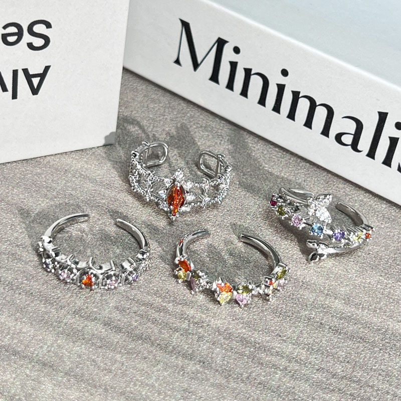 Sweet and cool, simple and colorful diamond butterfly fashion open ring for women, new best-selling, versatile, niche design sense, light luxury ring Application Scenario