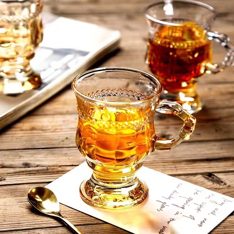 Amber tall glass, vintage wine glass, high appearance level coffee cup, thickened cup, souvenir water cup wholesale full figure