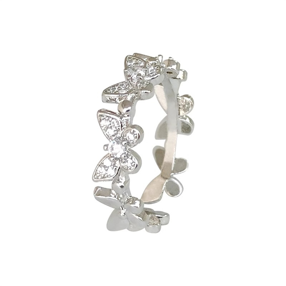Korean super flash zircon butterfly ring, a women's light luxury style, full diamond, versatile open index finger ring, a heavy and high-end ring Item Picture