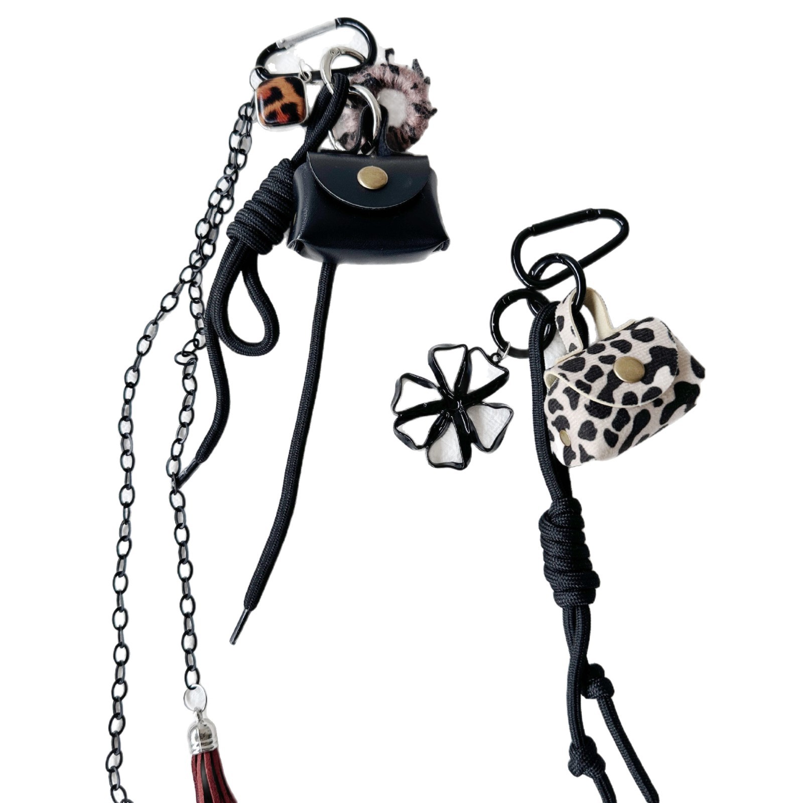 Retro leather headphone cases, pendants, women's necklaces, loose change storage small bags, accessories, collarbone chains, jewelry, necklaces, sweater chains Item Picture