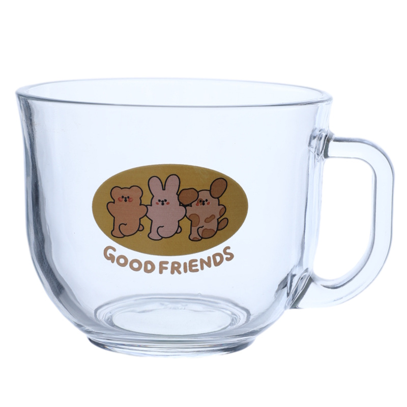 Bolimei Korean InS-style glass milk cup, girlish water cup, glass cup, large-capacity drinking cup Item Picture