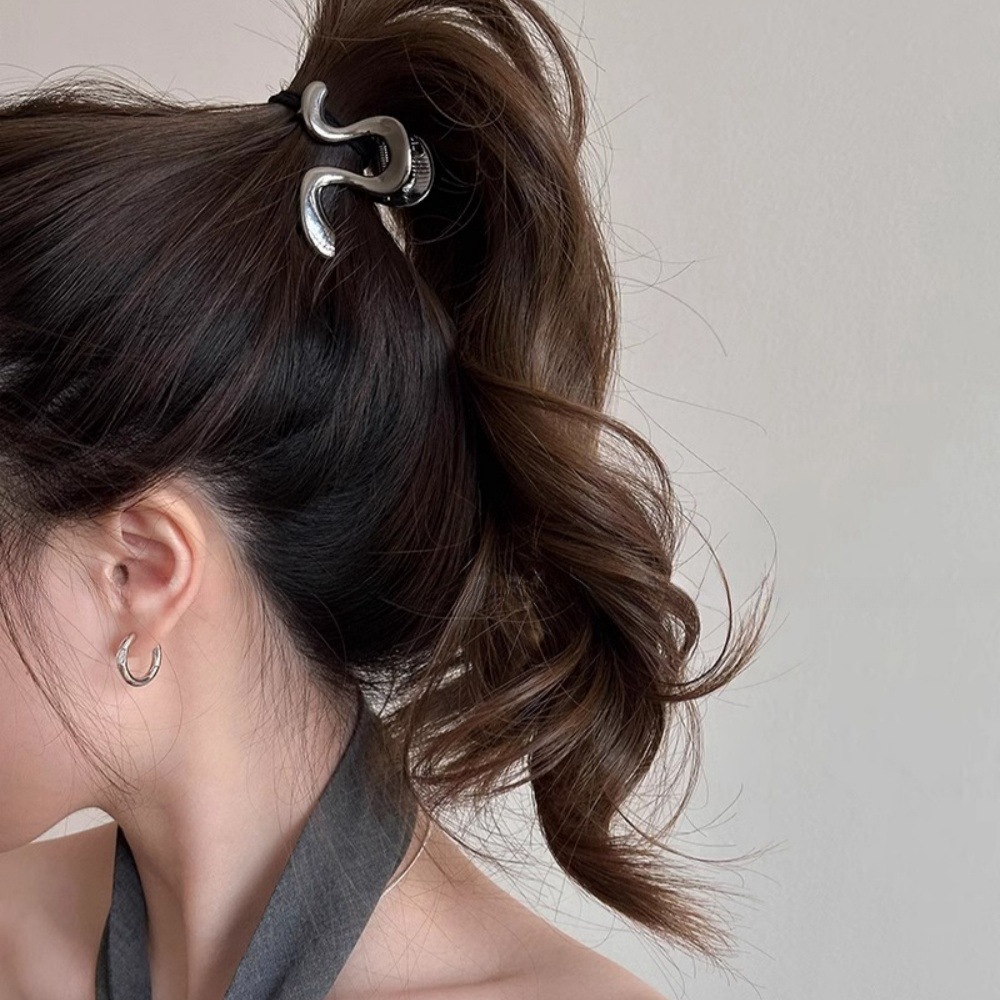 Small metal hair clip for women with a high-end feel, 2025 new style, half-tied hair at the back of the head, high ponytail claw clip, shark clip hair accessory Application Scenario