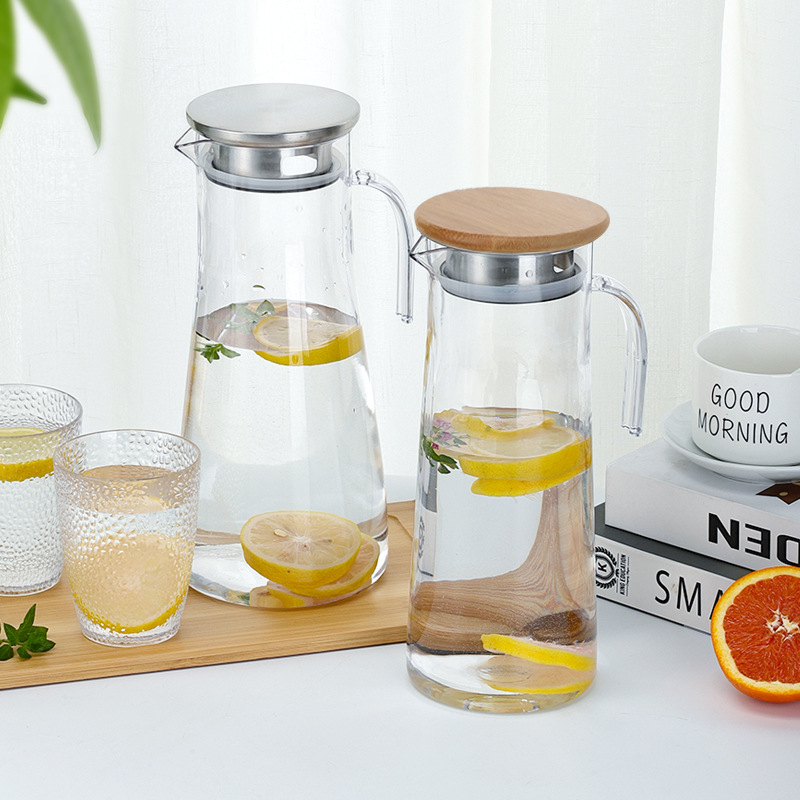 PC acrylic water bottle, cold water kettle, beverage and juice kettle, plastic bar striped kettle, high-temperature resistant and shock-resistant cold water kettle cup Specification drawing