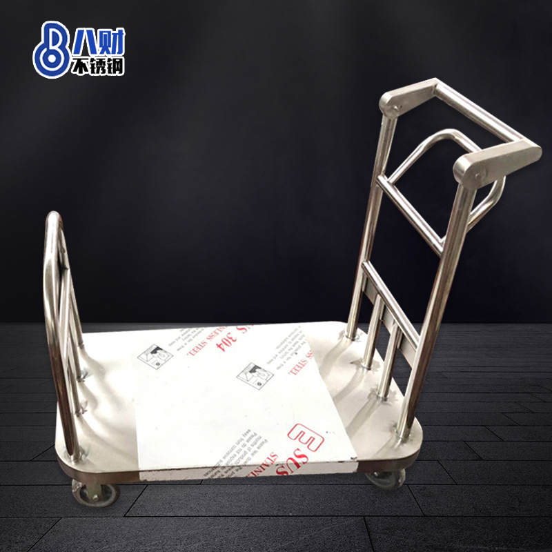 Multi-purpose stainless steel trolley, special stainless steel flat trolley, universal wheel logistics flat trolley Application Scenario