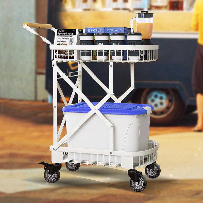 Manufacturer wholesale double-layer foldable portable trolleys, luggage express delivery, camping transport vehicles, and popular street vending trolleys full figure
