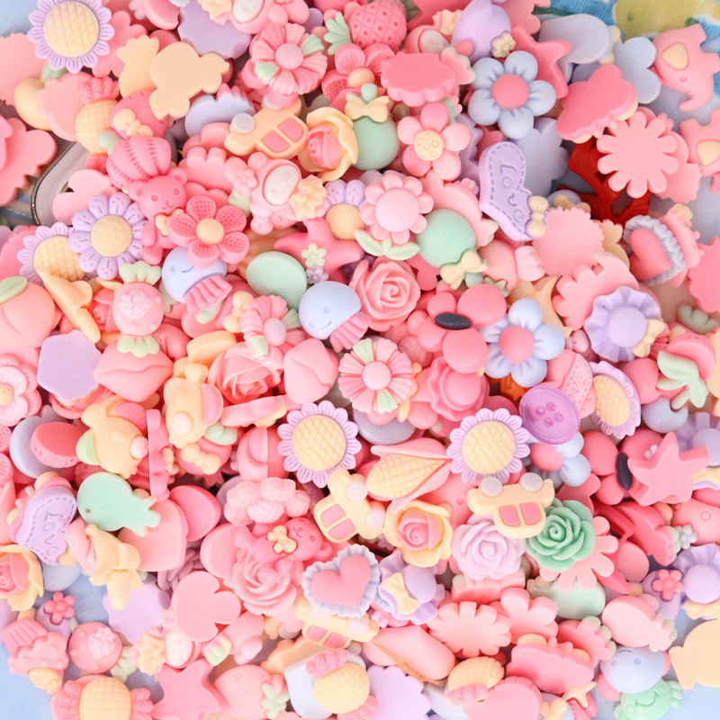 Resin accessories, children's hair accessories, DIY hair clips, hair bands, cream glue small accessories, pink jewelry accessories full figure