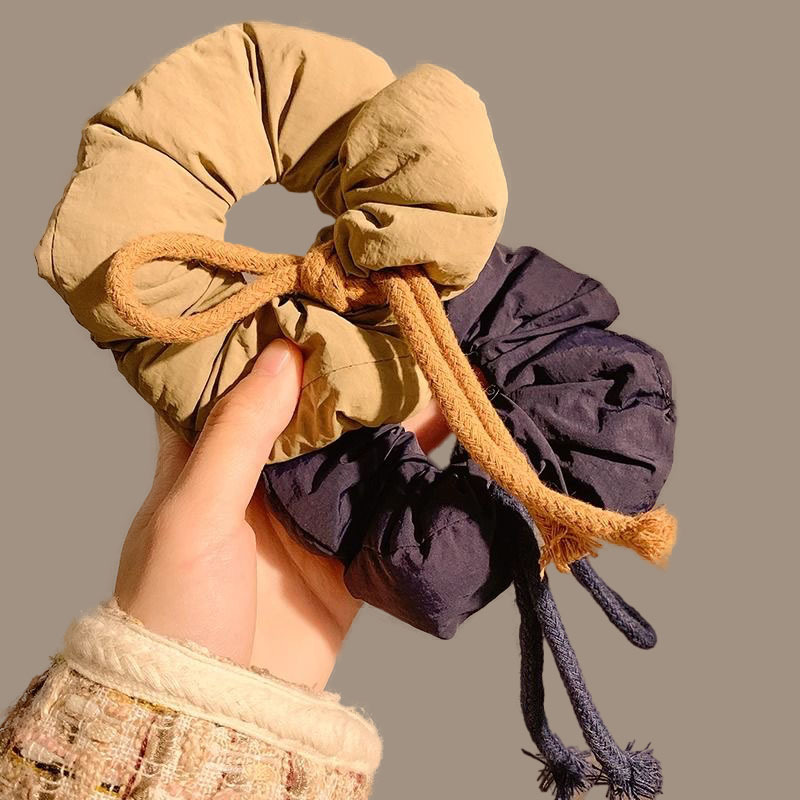 New Korean-style bun hair accessory, three-dimensional, fluffy, cotton-filled sleeping large intestine circle, hemp rope, bow hair rope, and hair flower full figure