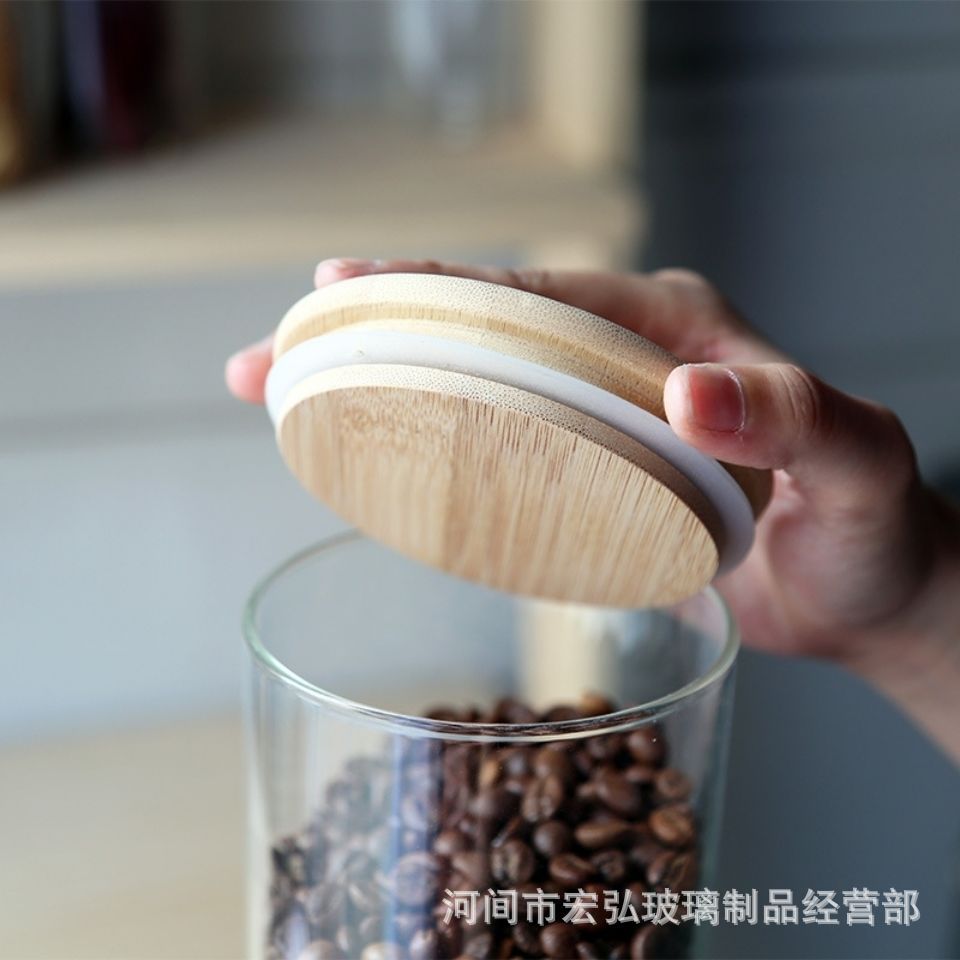 Bamboo lid sealed storage jar, large-capacity kitchen storage jar, heat-resistant tea jar set, zero-sugar nut bottle Application Scenario