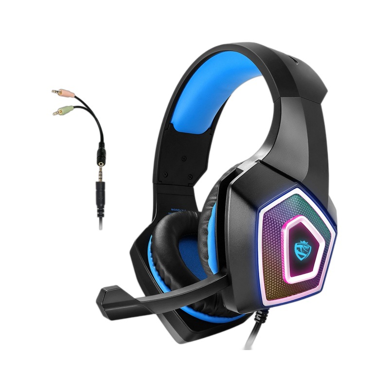 Cross-border V1 over-ear gaming headphones, RGB seven-color wired headphones, subwoofer headset, PS4 gaming PUBG Item Picture