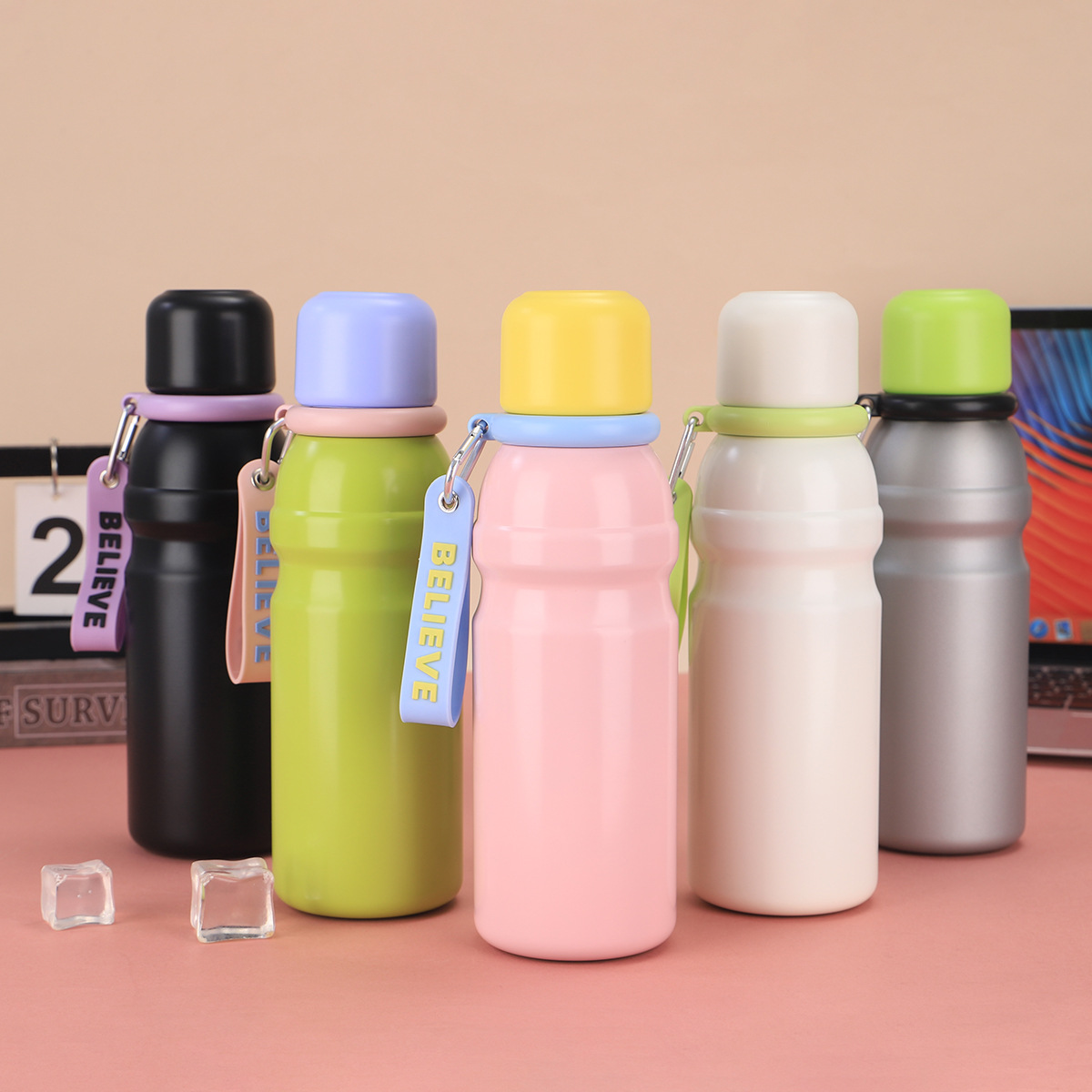 New rotary knob direct drinking cup, 316 stainless steel double-layer vacuum insulated cup, outdoor portable rope sports water bottle details Picture