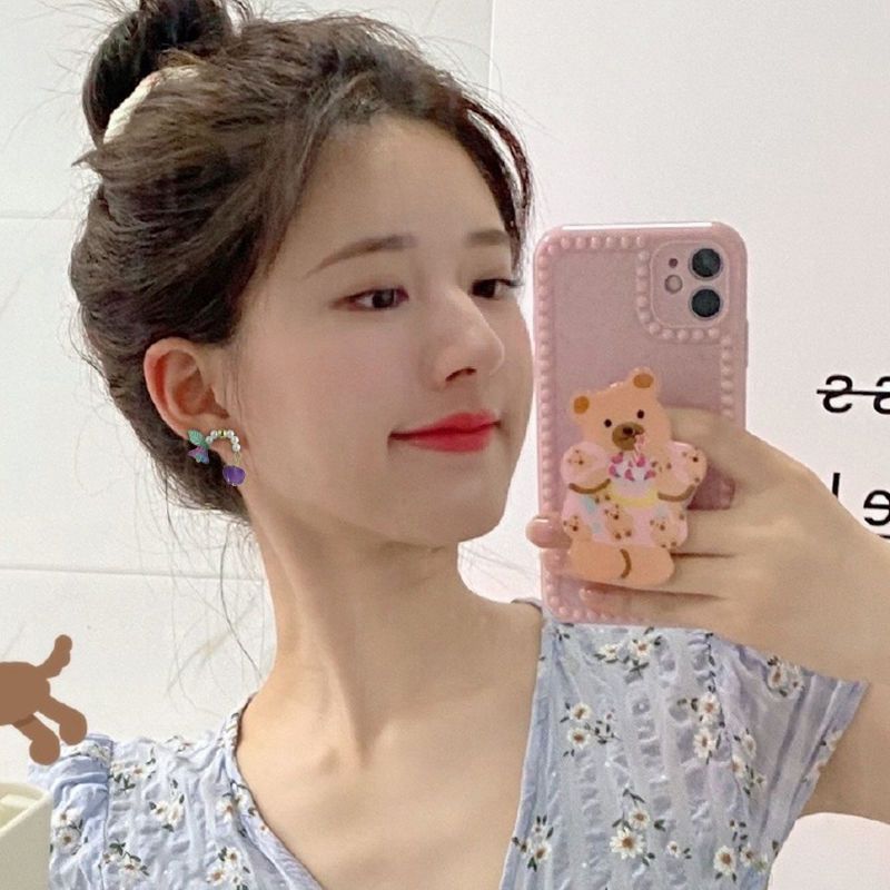 The same style of lily of the valley pearl earrings as Zhao Silu, featuring a niche design for women and a sweet forest-themed stud accessory Specification drawing