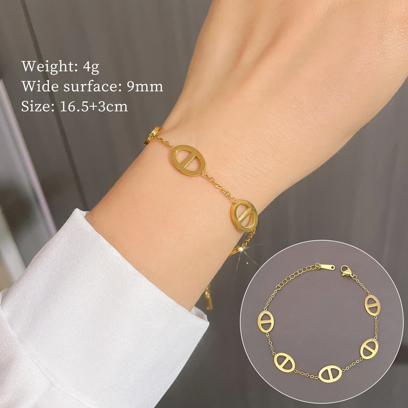 【 All-Titanium Steel 】 Minimalist CD Dongdaemun Personalized bracelet, retro birthday gift for female Internet celebrity and best friend full figure