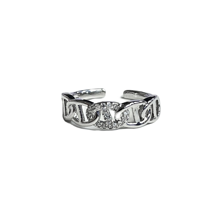 A high-end, light luxury, pig nose, irregular chain opening ring, a woman's delicate and elegant temperament, fashionable and cold style ring trend Item Picture