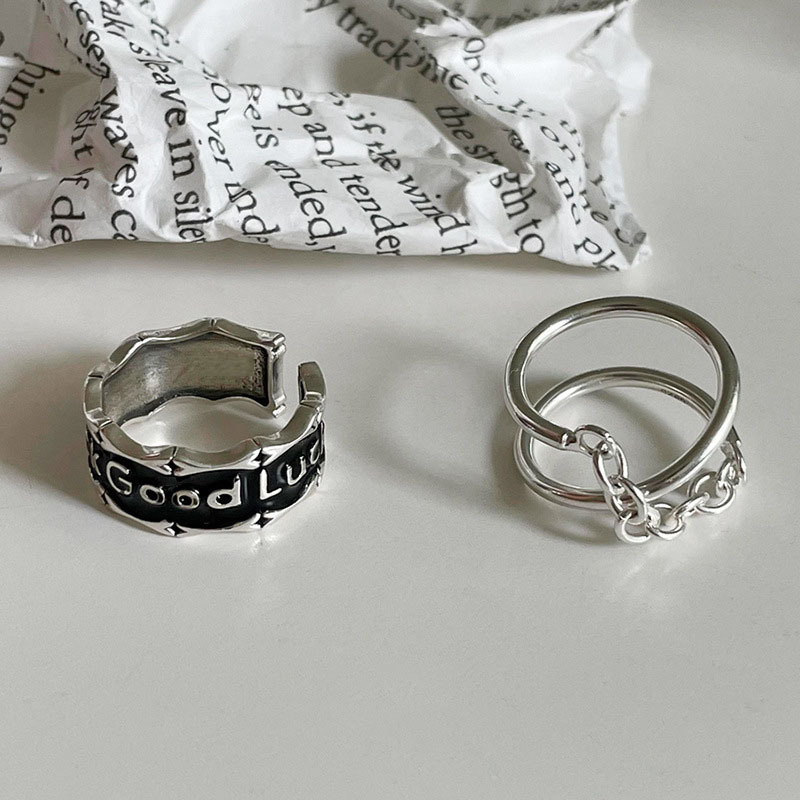 Korean English letter Luck ring, women's Instagram style, adjustable opening, niche design sense, 2022 new trend Item Picture