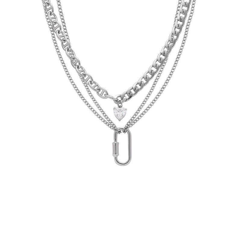 Alloy necklace, ins layered, European and American style accessory, niche design necklace, 2024 new style diamond-encrusted high-end chain Item Picture