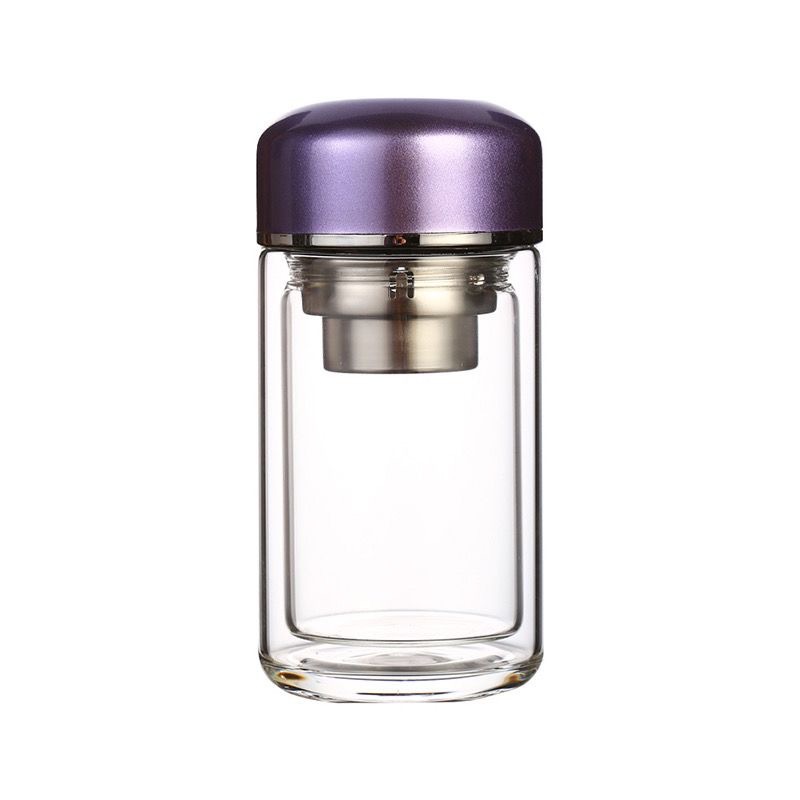 Simple business tea cup, sealed and leak-proof glass water cup with lid, mini office tea and water separation cup with logo printing Item Picture