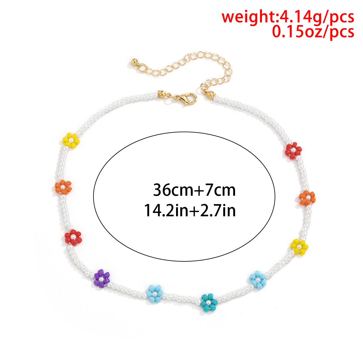 European and American cross-border personalized geometric hand-woven rice bead necklace, country-style small Daisy pearl necklace Application Scenario