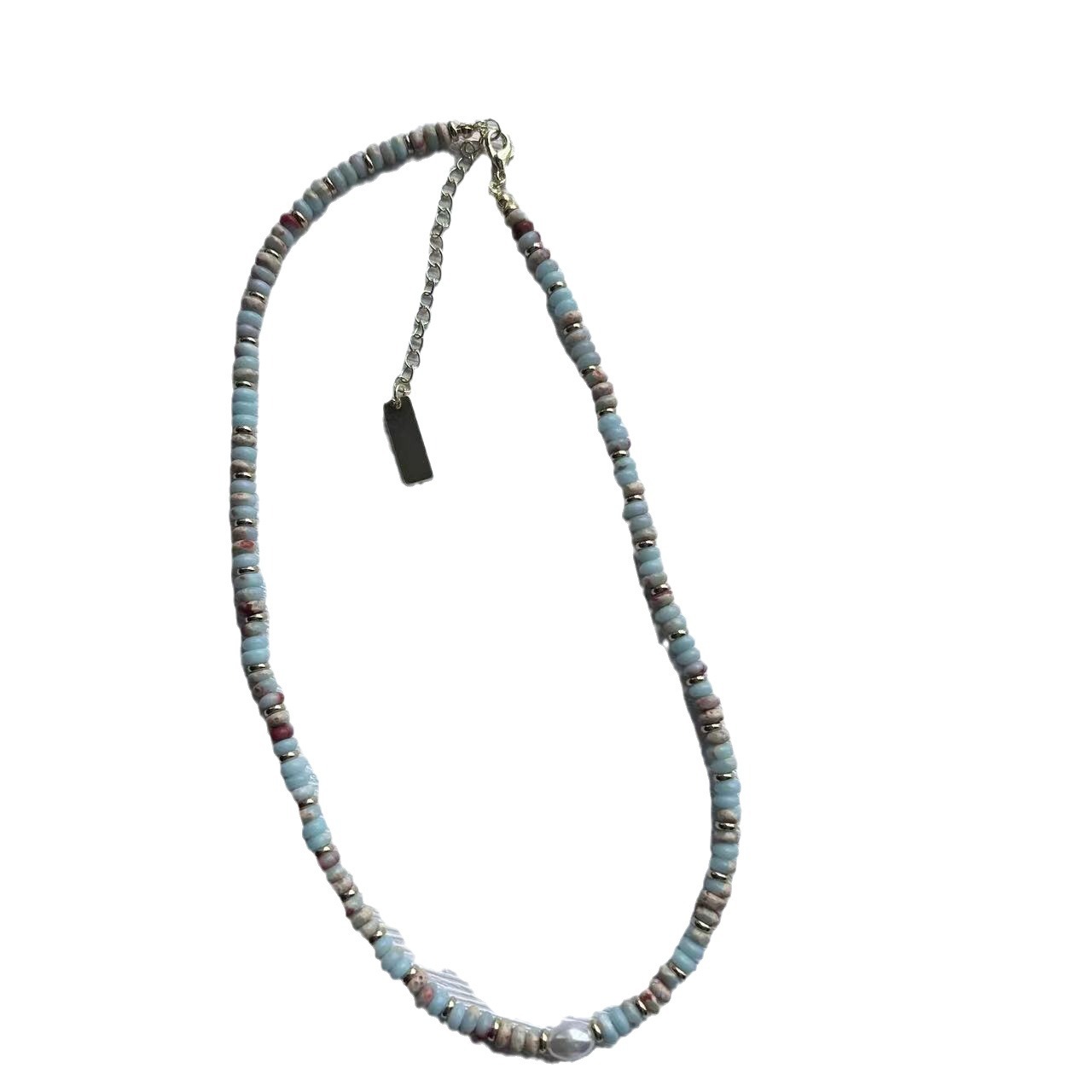 Colorful stone beaded jade freshwater pearl necklace for women, 2024 new style, light luxury, niche and versatile collarbone chain Item Picture
