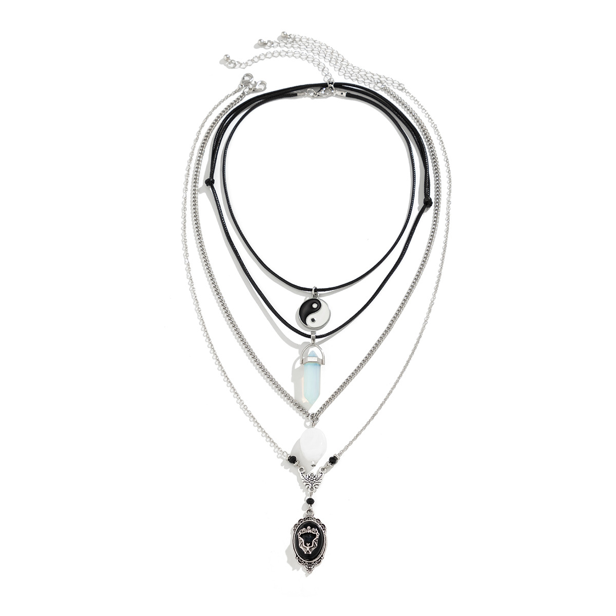European and American cross-border Halloween dark bat wing girl accessory, retro layered personalized alloy set necklace accessory Item Picture