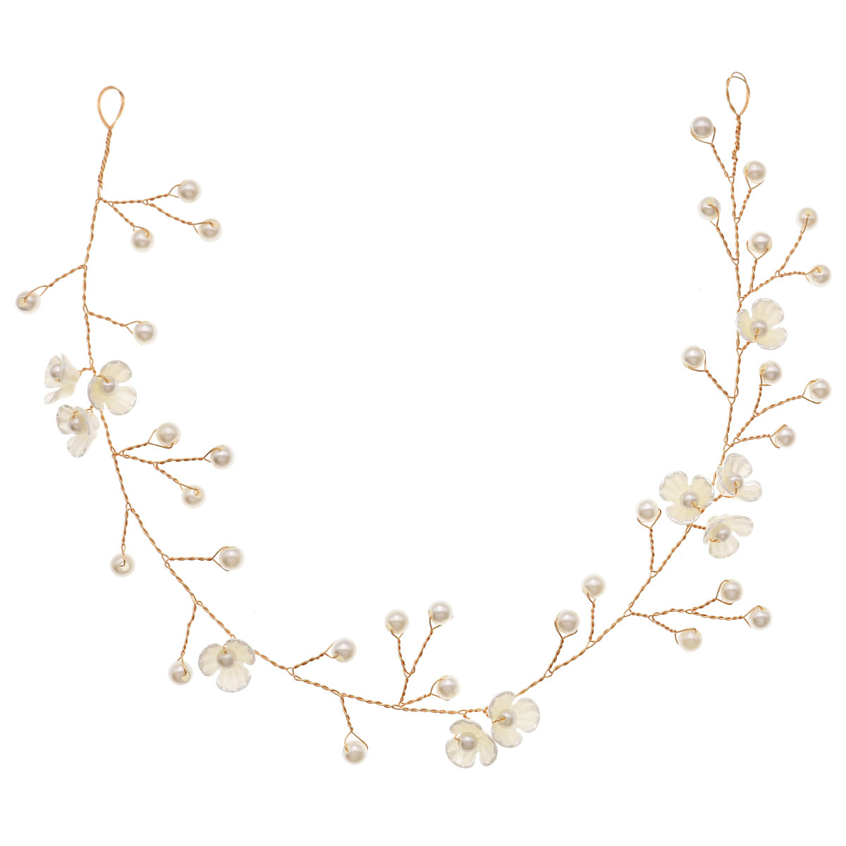 Cross-border hand-woven pearl flower hair bands from Europe and America, wedding dress headwear for brides, stage performance accessories, flower girl hair accessories Item Picture