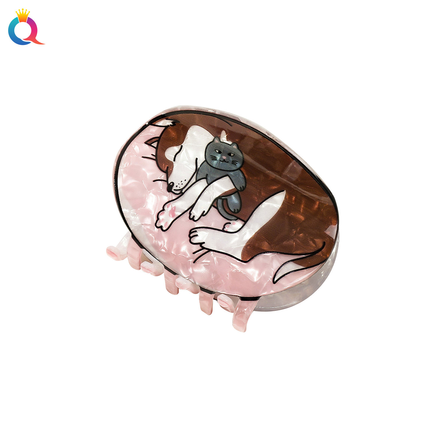 Qiyue Cross-border PVC hair clips, cute and sweet acetate imitation, shark clips, high-end printed animal scratch-off hair accessories Item Picture