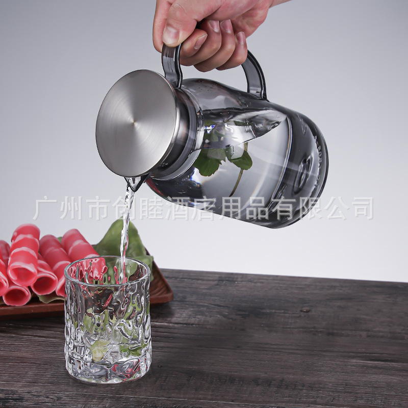 Acrylic teapot, plastic juice teapot, PC high-temperature resistant, bar and KTV beverage cold water kettle, restaurant fruit teapot Specification drawing