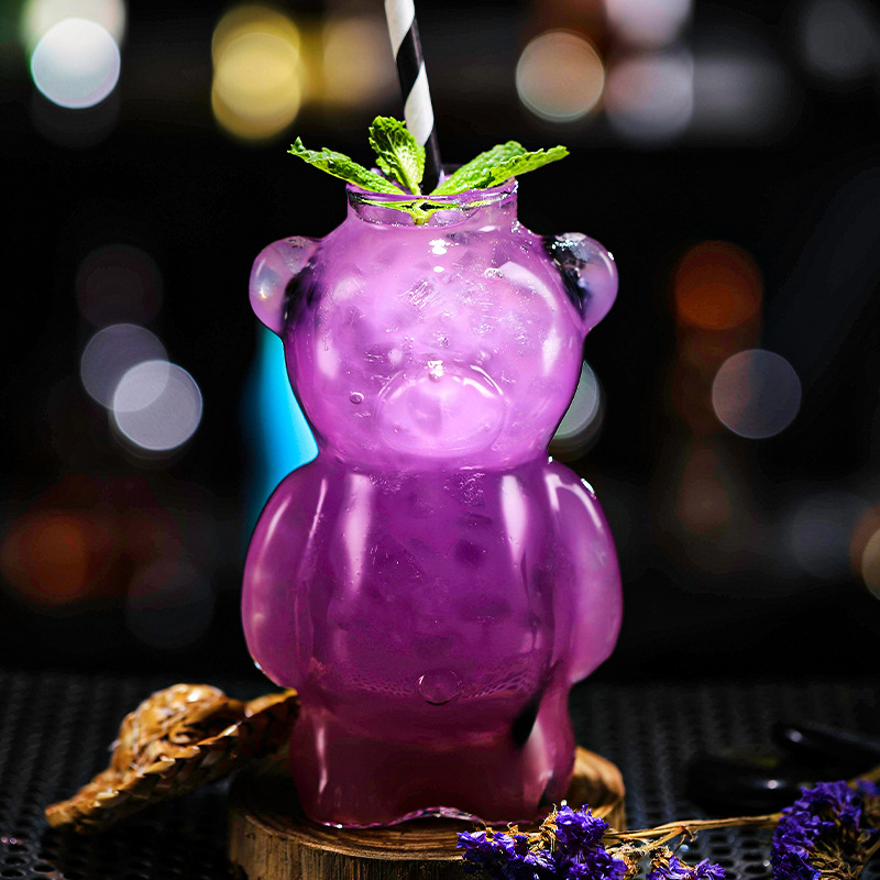 New internet-famous bear cocktail cup, creative molecular food bar wine glass, juice glass, personalized glass cup details Picture