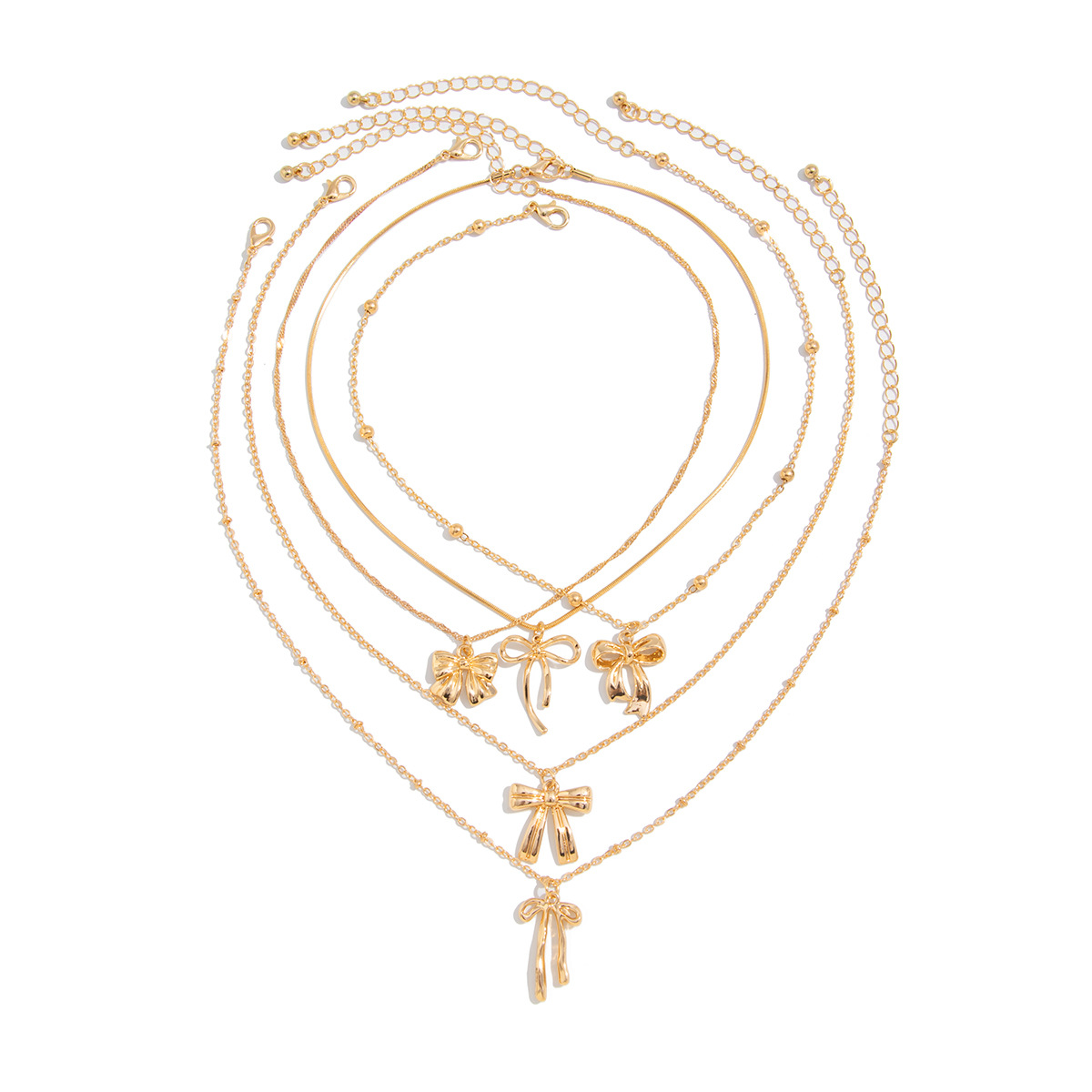 European and American cross-border accessories hip-hop style bow alloy pendant collarbone chain personality simple Necklace set Item Picture