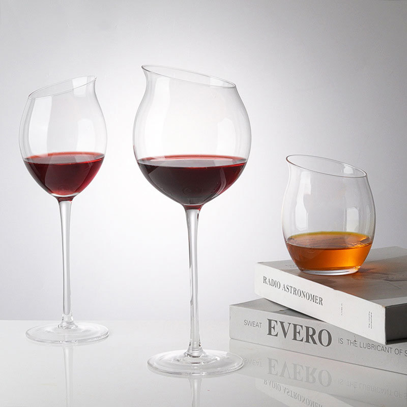 Creative reverse mouth red wine glass set, high appearance level crystal tall glass, hotel commercial high-end light luxury wine glass full figure