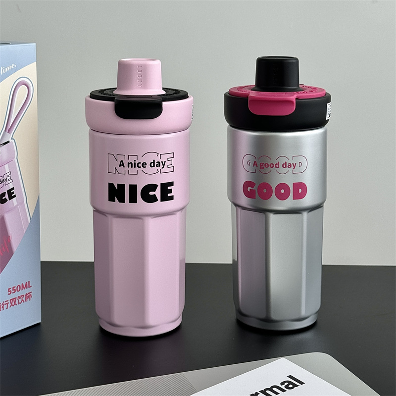 ins style flower language portable insulated cup, female stainless steel high appearance level student 316 water cup, insulated tea-water separation cup Specification drawing