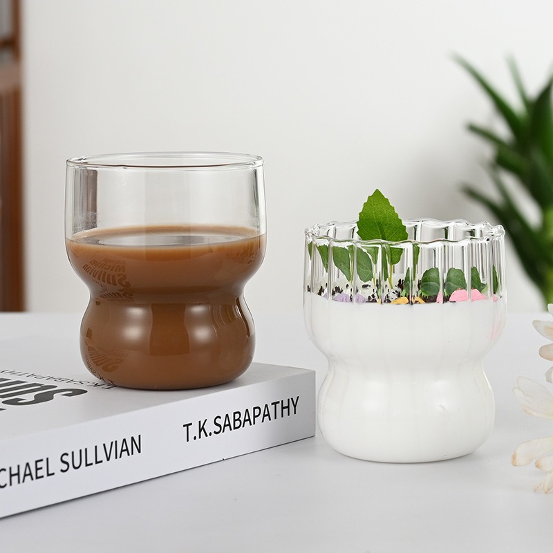 High borosilicate transparent glass cup, single-layer milk drink, flower tea, juice vertical bar glass cup for home living room guests Specification drawing